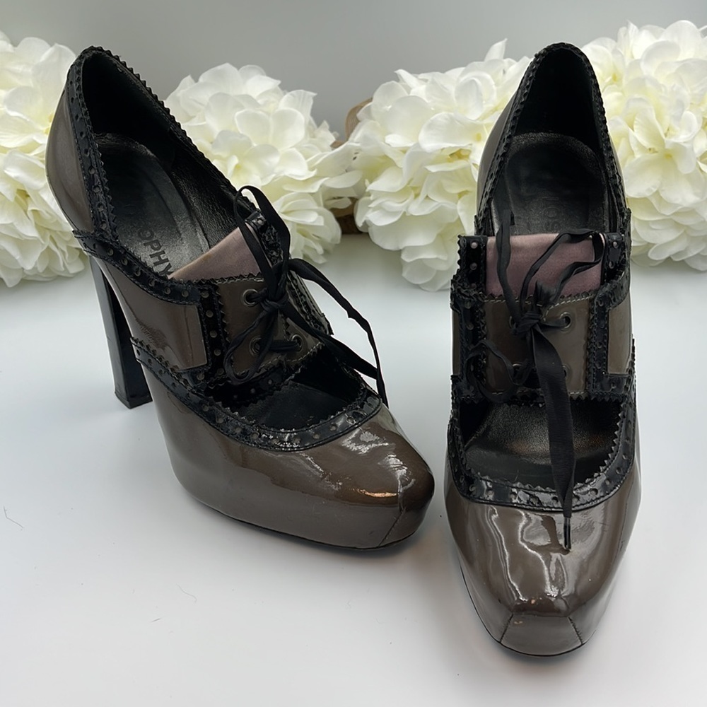 Vtg Philosophy di Lorenzo Serafini Patent Leather Platform Heels Sho…